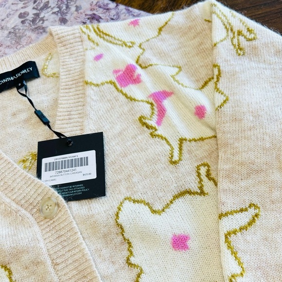 NWT Cynthia Rowley Intarsia Button Cardigan - Picture 7 of 12